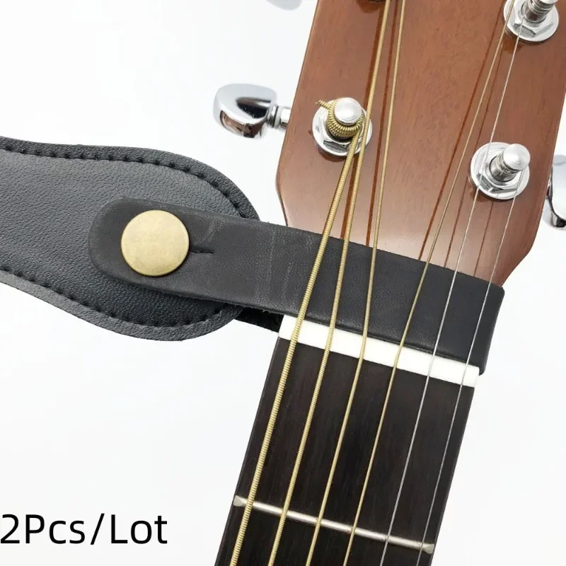 2PCS kožené gitarové držiak na gitaru Button Bezpečné zámok pre akustickú elektrickú klasickú gitarovú basu