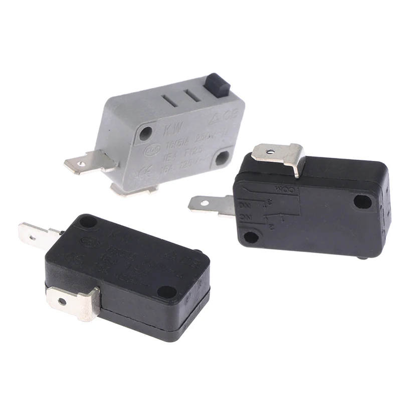 2pcs KW16A 250VAC Mikrovlnná rúra Mikro spínač Normálne otvorený prepínač Vysokej kvality