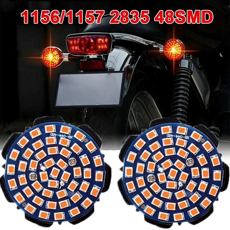 2pcs LED chvostové svetlá žiarovky pre Harley Davidson Sporster Softail Touring Electra 1156 1157 48led indikátorová zastavovacia lampa Light Stop Light
