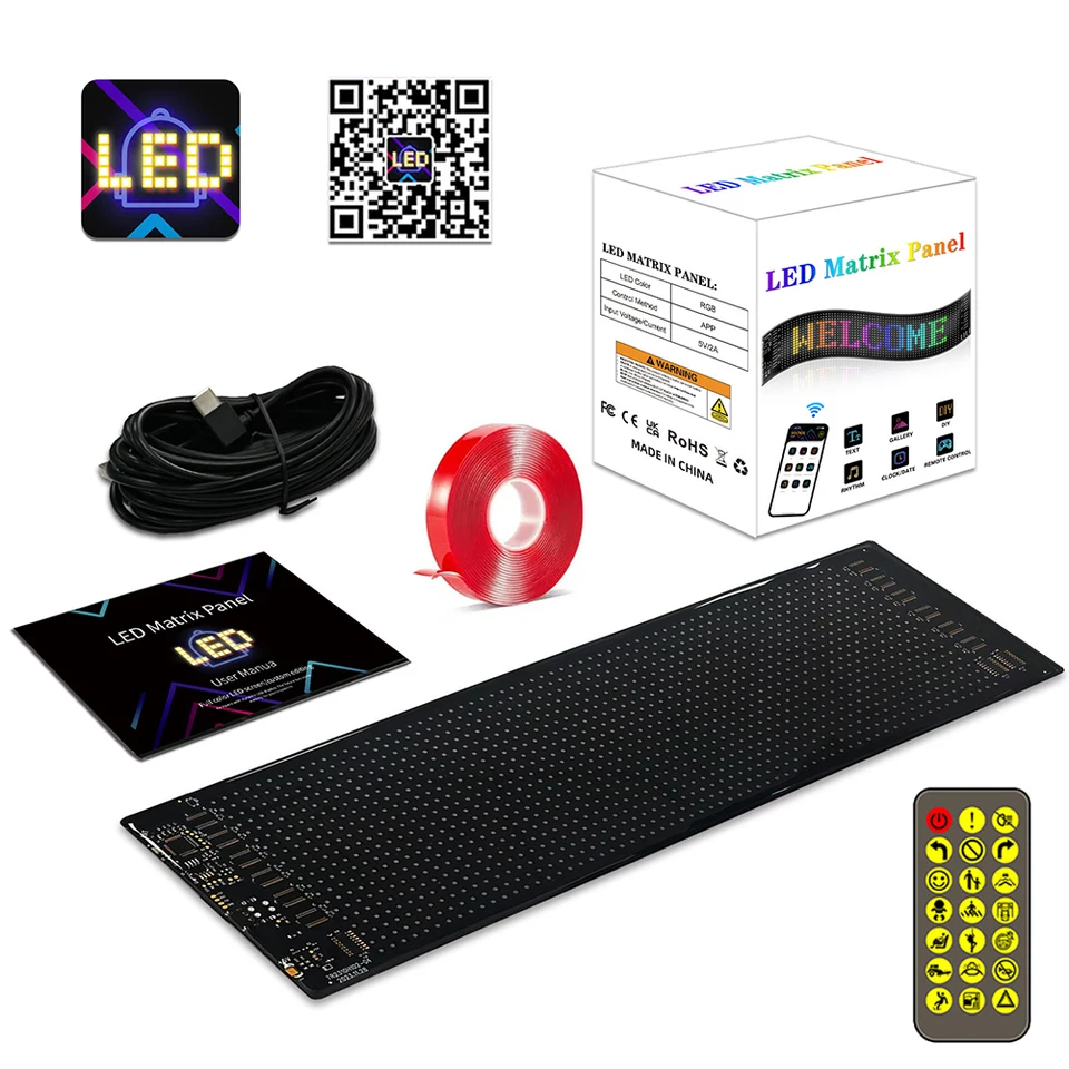 2pcs LED displej obrazovky Panel Panel Programmable Matrix Panel Control App Scrolling Sign Animácia DIY Animácia pre večierok koncert