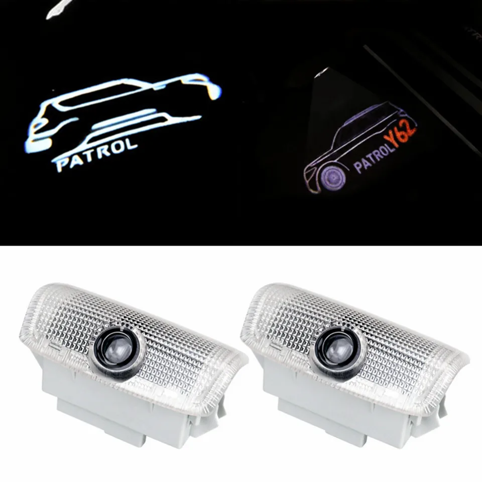 2pcs LED dvere auta vítané logo Svetlo pre Nissan Patrol Y62 Príslušenstvo laser projektor auta Lights Emblem Shadow Logo s láskavým dovolením