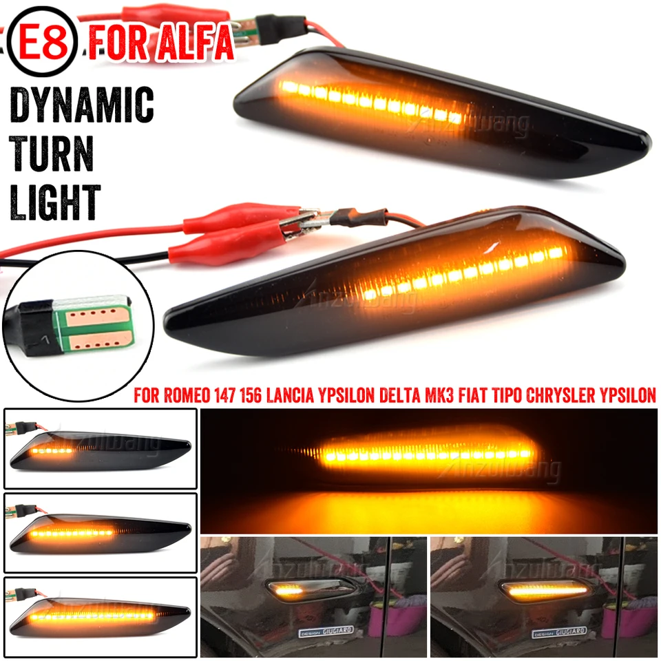 2pcs LED dynamické bočné markerové svetlo šípky so šípkou Blinker Lamps pre Fiat Tipo Egea Alfa Romeo 147 156 Sportwagon Lancia Delta