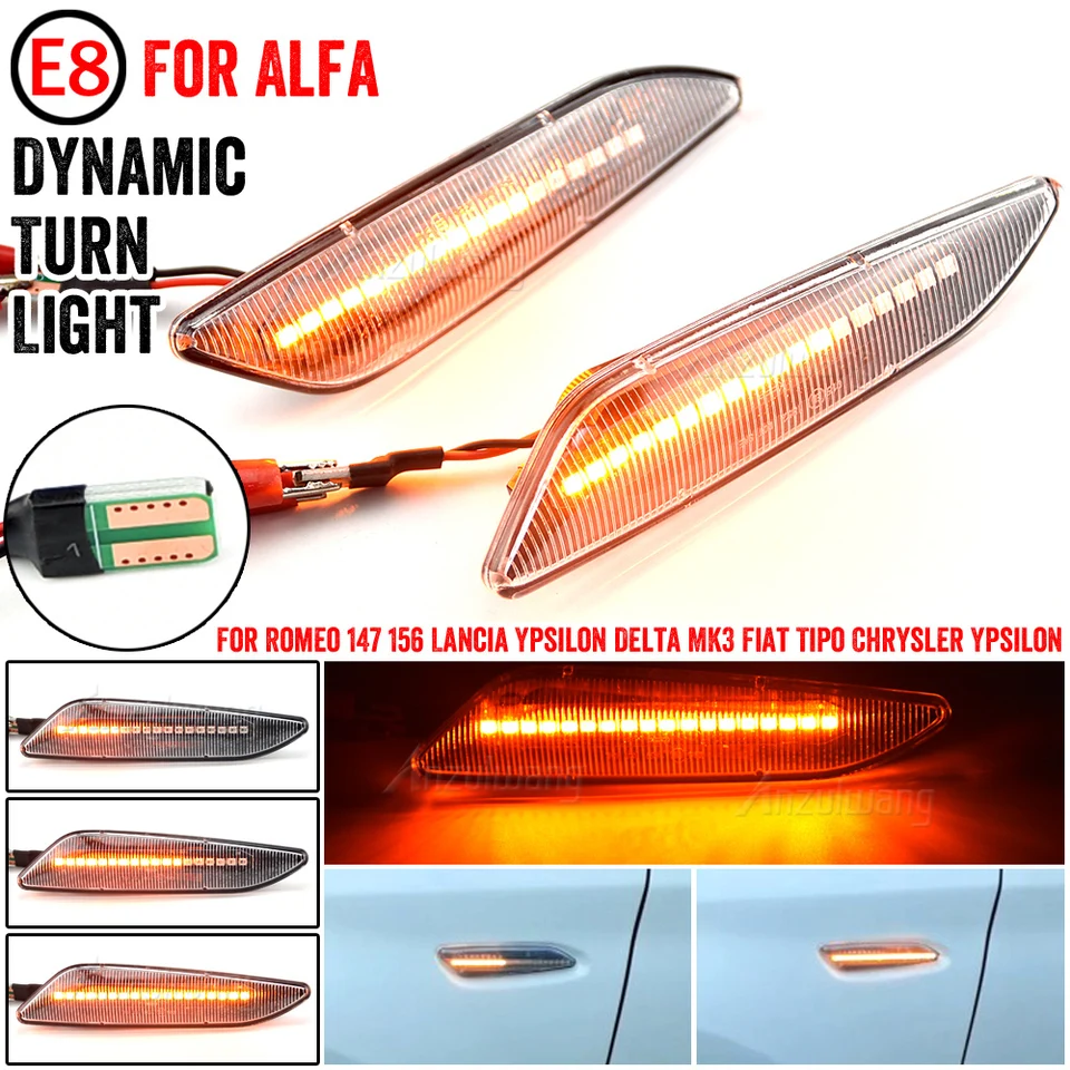 2pcs LED dynamické bočné markerové svetlo šípky so šípkou Blinker Lamps pre Fiat Tipo Egea Alfa Romeo 147 156 Sportwagon Lancia Delta