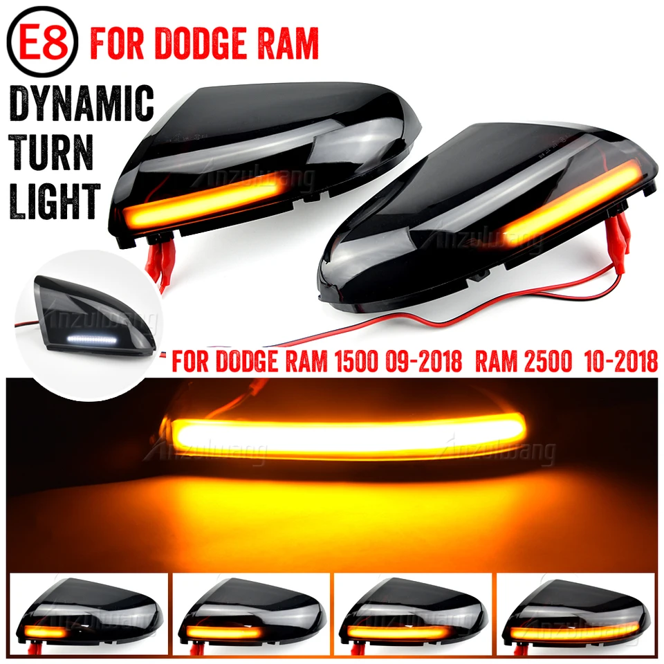 2pcs LED Dynamické bočné markerové zákrutové svetlo pre Dodge RAM 1500 2500 3500 Reoview Mirror Lights Blinker Svetlá auta Blinker