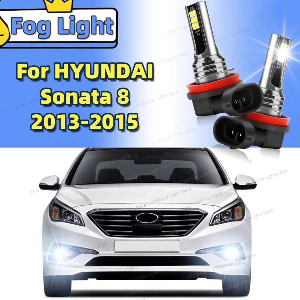 2pcs LED predné hmlové svetlo Light Light Casnbus 6000k CAR CURBS For Hyundai Sonata 8 2013 2014 2015