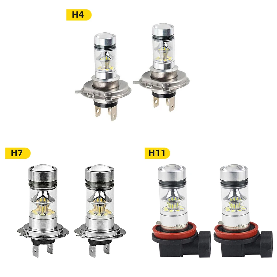 2pcs LED svetlomet žiarovky H4 H7 H11 Vysoký nízky lúč Super Bright LED Driving Lights 100W 6500K 2000LM pre automobilové doplnky