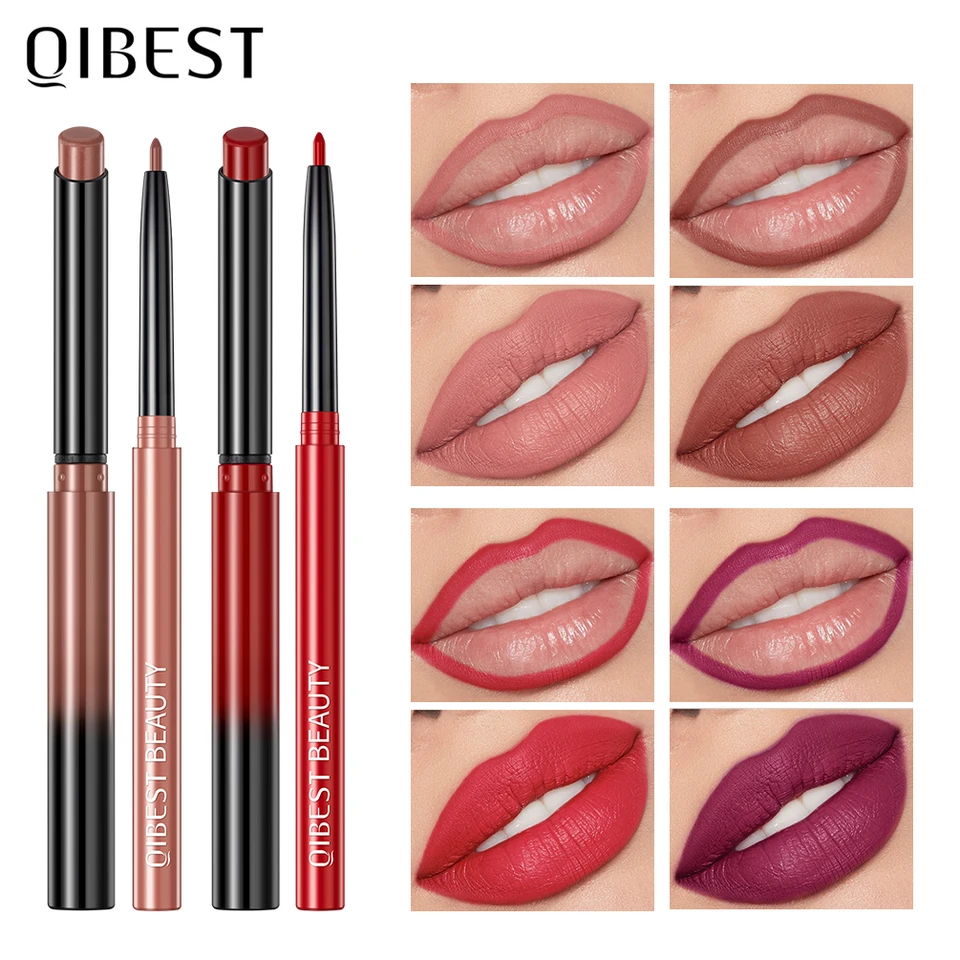 2pcs Lipstick Lipliner Pen Set Mate vodotesná pery vložka ceruzka kontúr make -up sexy červená pery tyčinka dlhotrvajúca kozmetika krása