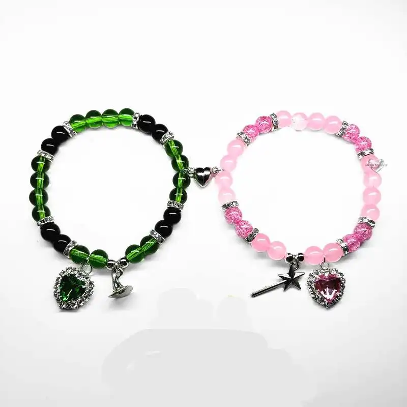 2PCS Magic Stick Hat Crown Crown Pendant Pendant Bets Pár náramok zodpovedajúci náramkom bezbožného čarodejnícky film inšpirovaný náramkami kamaráta šperky