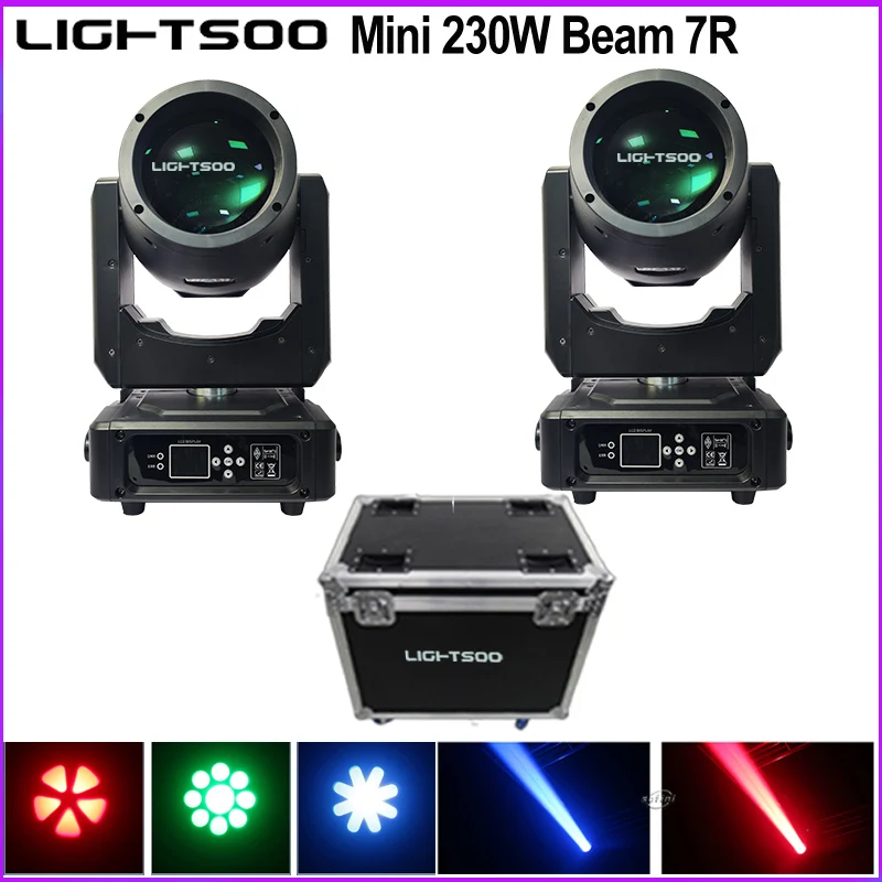 2pcs Mini 7R svetlá s letovými puzdrami Mini lúč 7r 230W pohybujúce sa hlava Svetlo Sharpy Lamb Gobo Lyre Dmx Rainbow Effect DJ