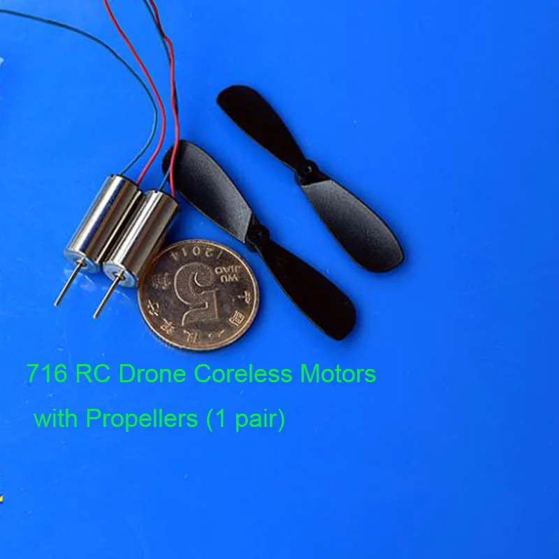 2pcs Mini 7x16,4 mm Coreless Motor DC 4,2V 54000RPM Vysoká rýchlosť s vrtuľami ndfeb Strong Magnetic pre RC Drone Hobby Aircraft
