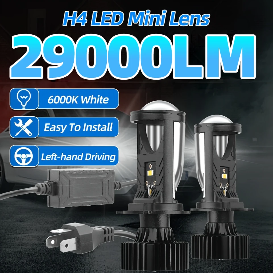 2pcs mini šošovky H4 H4 High Low LED LED Mini projektor Perfektný rezací lúč vľavo