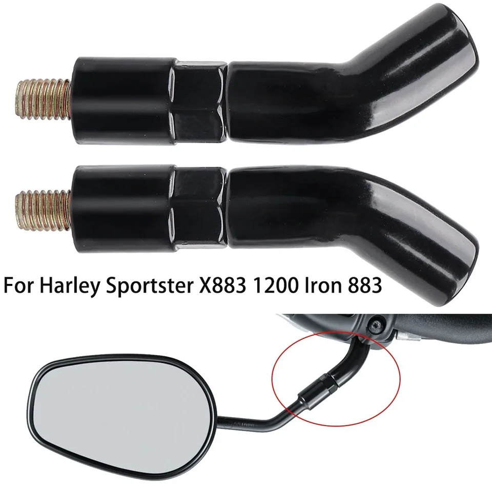 2pcs motocyklové spätné zrkadlo STEM STEM STEM Adapter kovový čierny pre Harley Sportster x883 1200 Iron 883 Motocross Parts