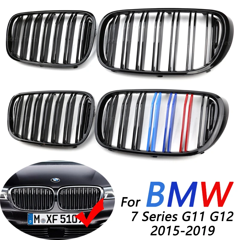 2pcs mriežková mriežka závodnej mriežky pre BMW 7 G11 G12 730I 740I 750I 740E 725D 730D 2016-2019 GLOS Black Front Grille Automatické diely