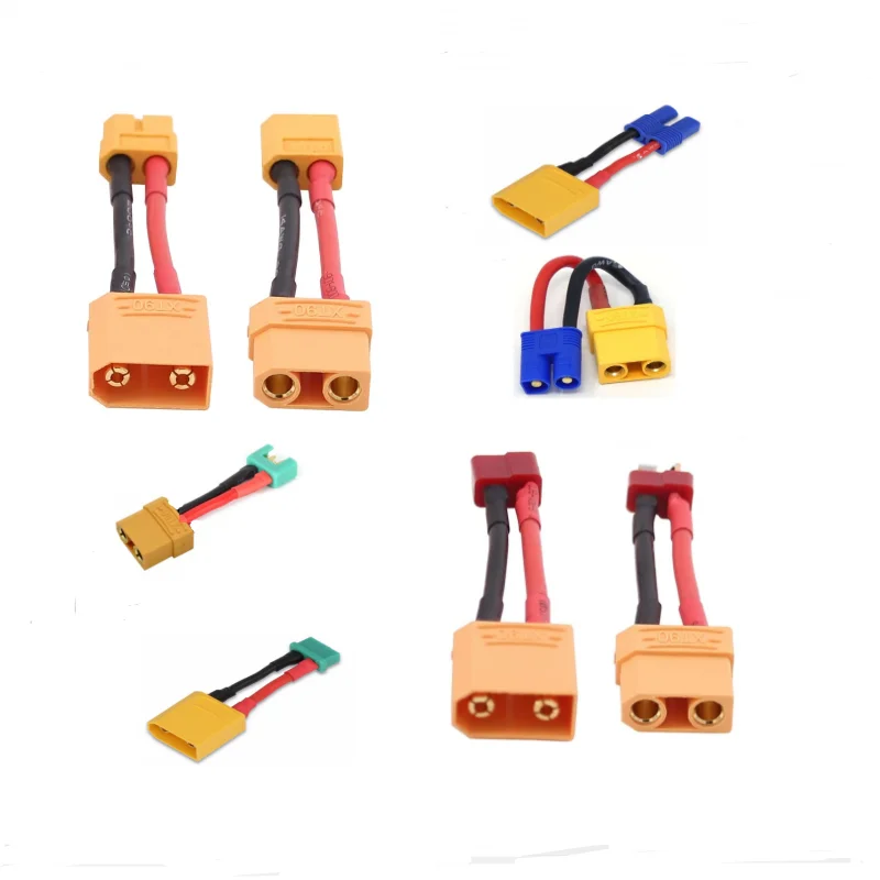 2pcs mužský ženský XT90 až dekans T Plug EC3 X60 MPX Plug Conector Adapter s 12awg 4 cm silikónový drôt kábel pre RC batériu ESC