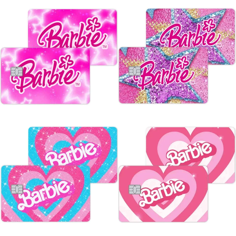 2pcs módne barbie anime DIY Credit Card Card Mate Film Skin Skin Stickers pre malý čip kawaii karikatúra dekorácie proti štrku