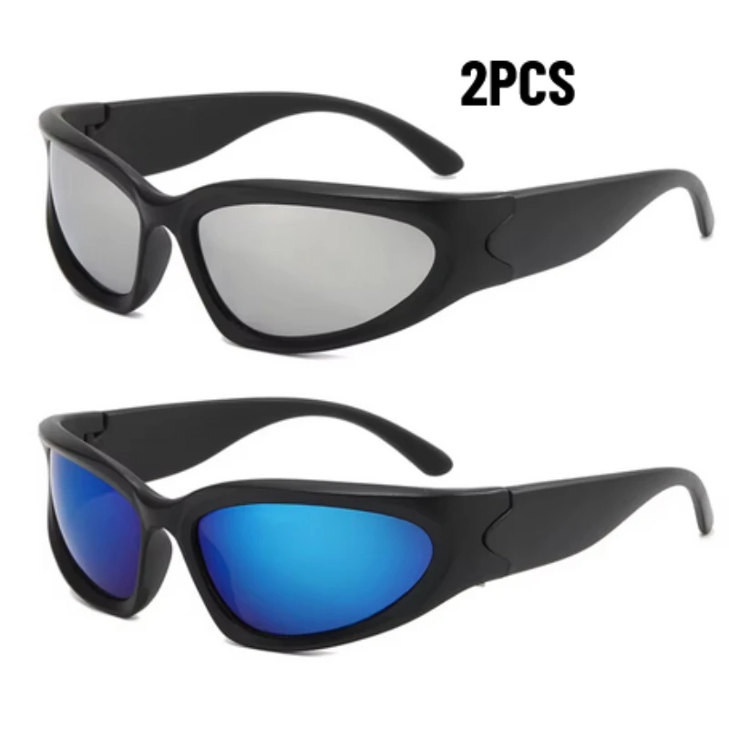 2pcs módne lezecké slnečné okuliare Y2K Outdoor Sports Shades Millennium Futuristické slnečné okuliare Ochrana vonku lezenie okuliarov