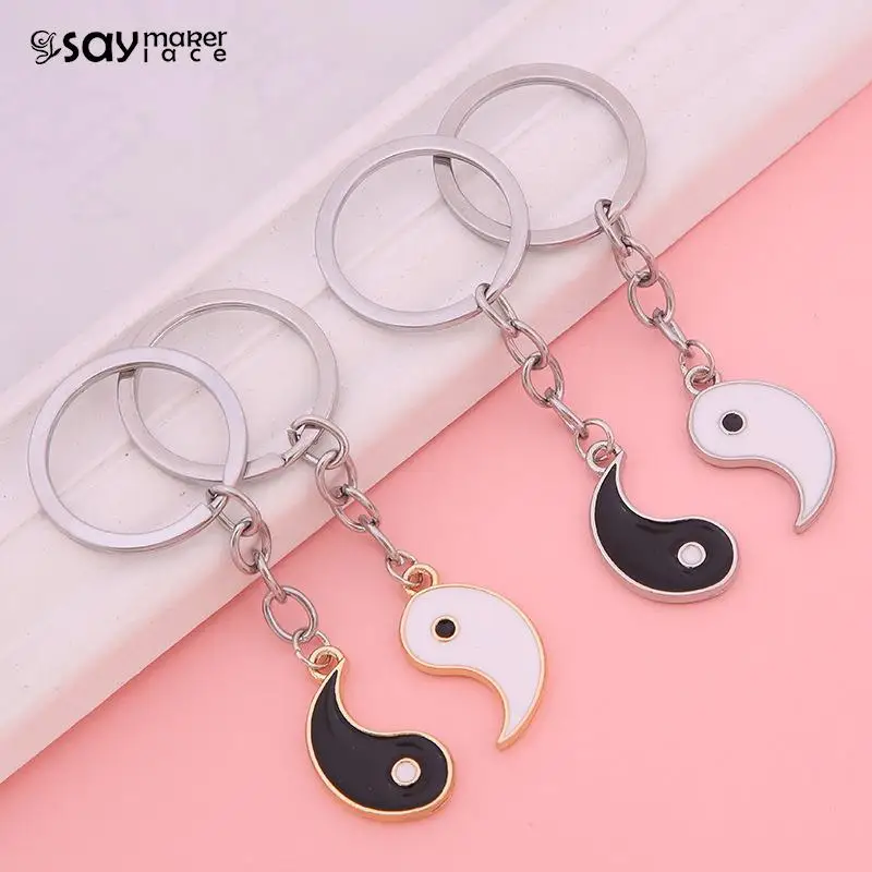 2pcs najlepší priatelia Yin Yang Tai Chi Keychain Pár zodpovedajúce sady pre ženy mužov Klávesové kovové kov