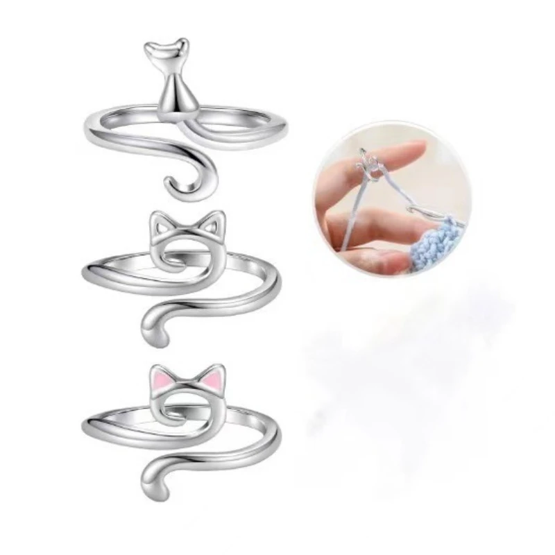 2pcs nastaviteľné pletenie háčkovacia slučka Krúžková Knitovaná priadza Sprievodca prstom rýchlejšie držiak Thimble háčkovače závitového kruhu šijacie nástroje