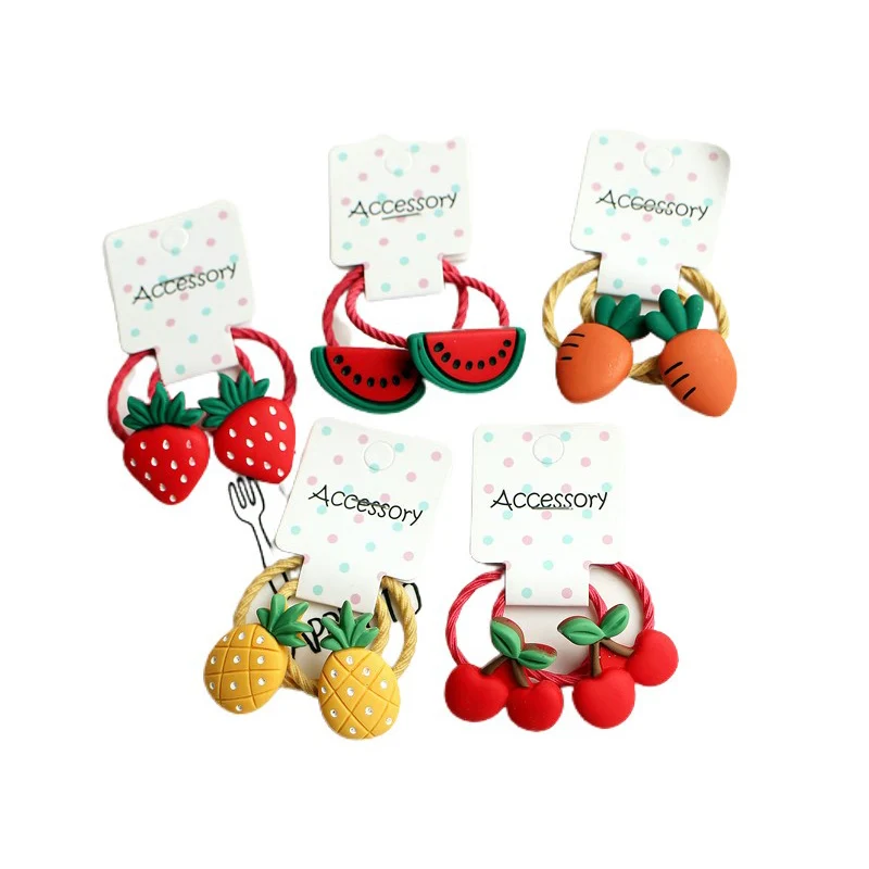 2pcs New Cherry Radish Princess Lovely Cartoon Headar Kids Kids Elastické vlasové kapely Deti Ropes Dievčatá Doplnky detská čela hlavy