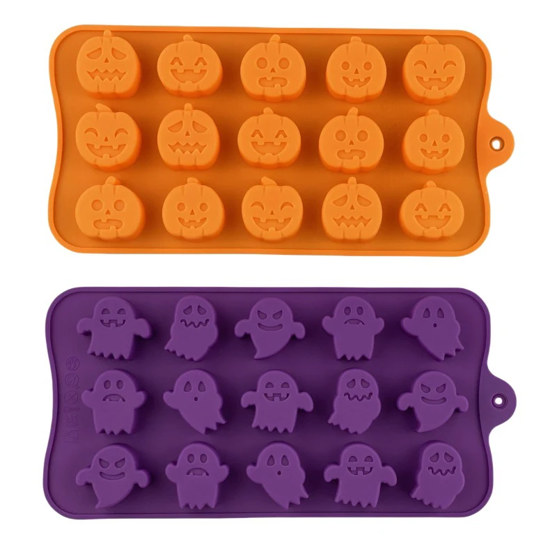2pcs New Halloween Pumpkin Silikone Mold Ghost Chocolate Cookie Candy Polmy Halloween Party pre domácich majstrov pekáč