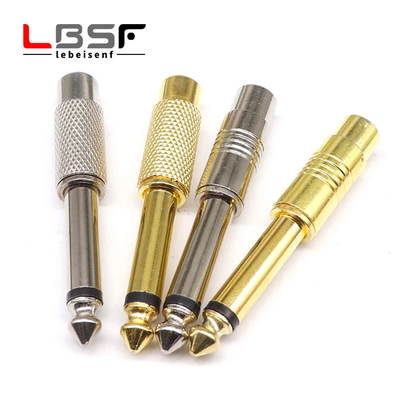 2pcs nikel-Plated Gold-Plated 6,5 Turn Lotus Head Head Head RCA Fimax Mixer Audio Conversion Head 6,5 mm