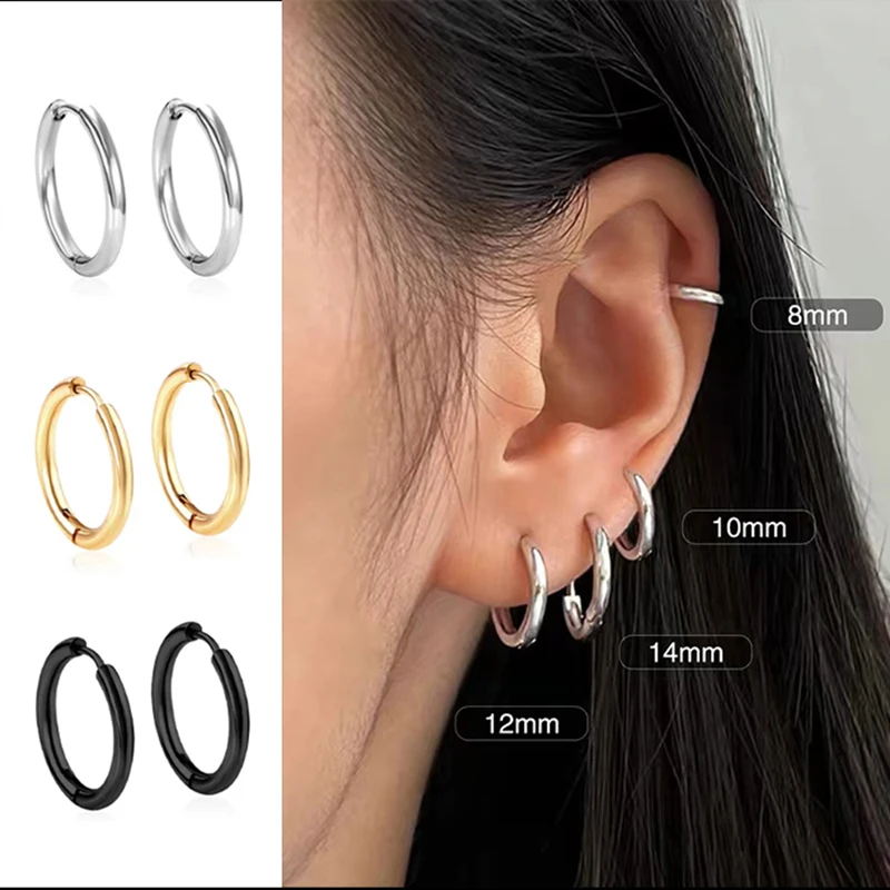 2pcs Nová jednoduchá z nehrdzavejúcej ocele Small Hoop náušnice pre ženy Men mužov chrupavka uši Piercing šperky prívesky Hombre Mujer 2024