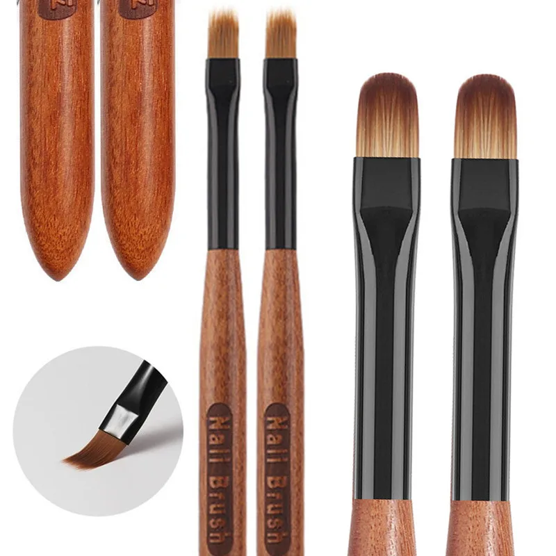 2pcs okrúhle drevené rukoväť klinca Ombre kefka na nechty maľba maľba pero kefka UV gél poľský gradient farba akrylové kreslenie nechtov