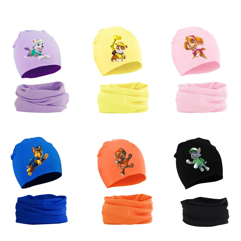 2pcs Paw Patrol Baby pletené klobúky šál Spring jesenná zimná klobúk Chase Skye Boys Dievčatá klobúky Novonarodené teplé karikatúru hlavy hlavy hlavy