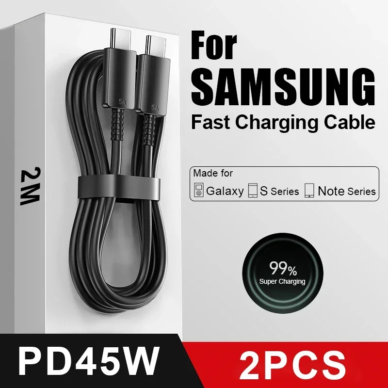2PCS PD 45W USB C kábel pre Samsung Galaxy S20 S21 S22 S23 Ultra poznámka 10 5G 20 A53 A54 Super rýchle nabíjanie USB Typ C Dátový kábel