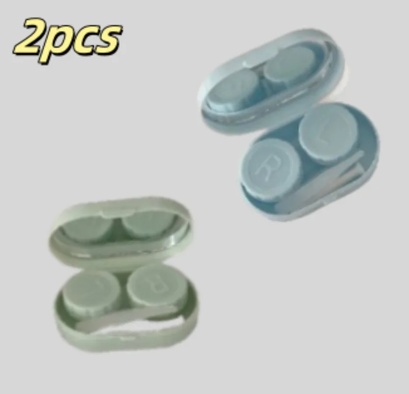 2pcs plná farba dievčat kontaktné šošovky šošovky šošovky pre prenosné roztomilé okuliare držiak držiak oči Nástroje na starostlivosť súprav