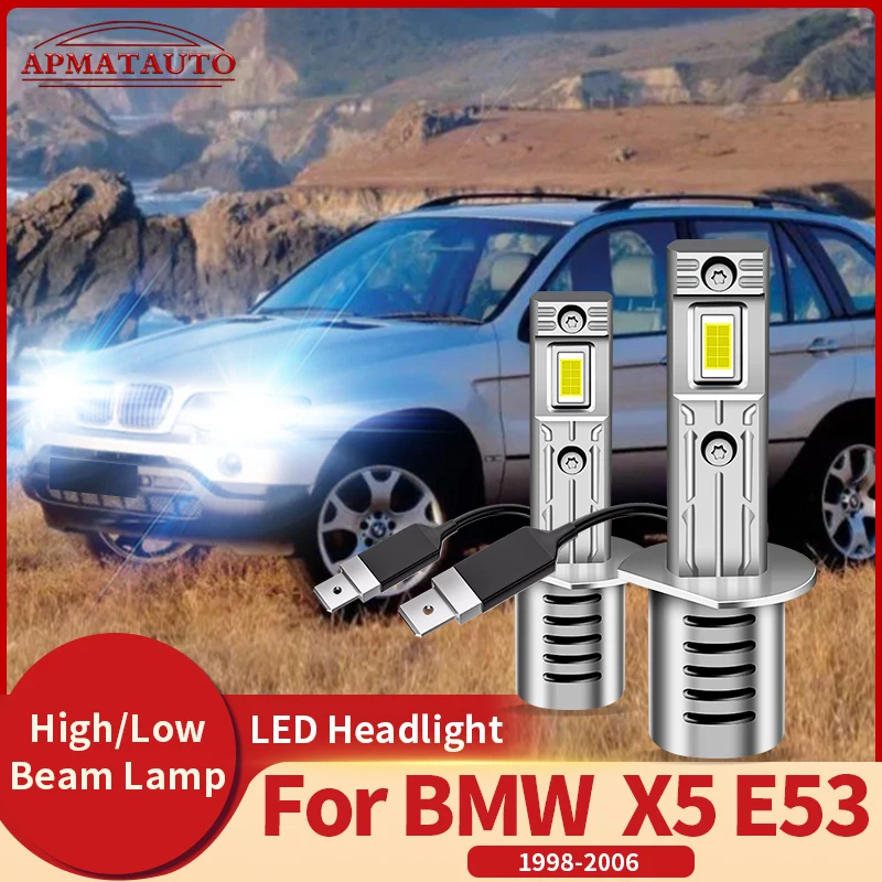 2PCS Plug & Play 20000LM pre BMW X5 E53 1998 1999 2000-2006 CANBUS LED svetlomet LIGHT HI/LOW LEAM Lights 6500K Auto