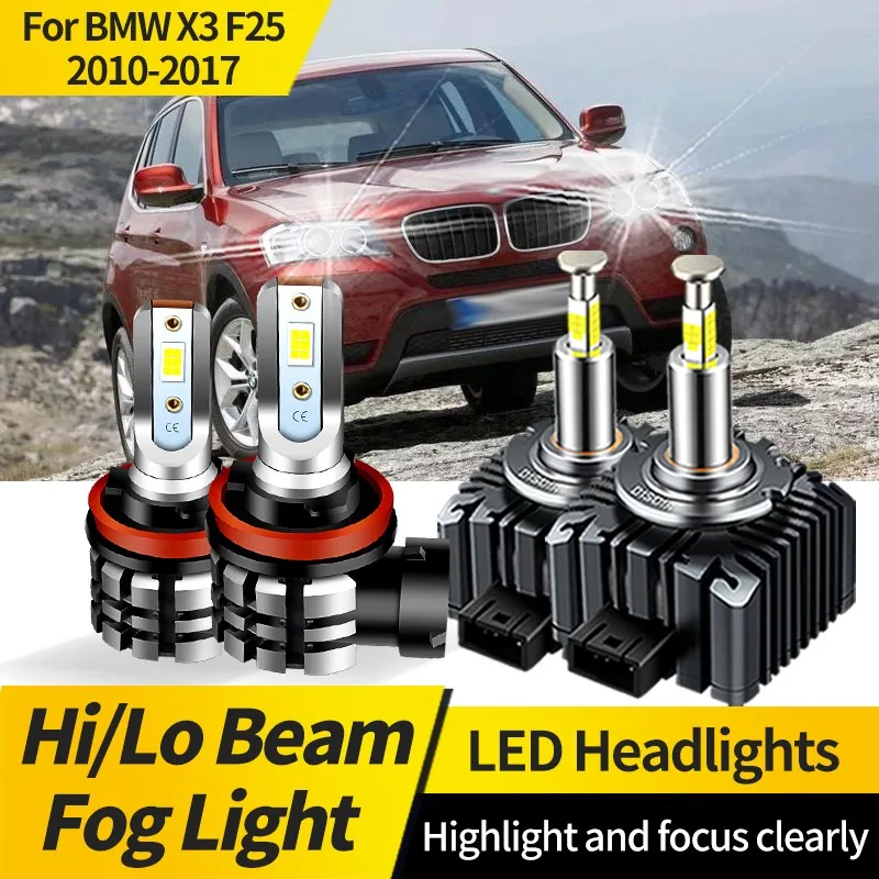 2pcs pre BMW X3 F25 2010-2017 HID Xenon Bulbs Nahradenie D1S H11 LED svetlomet Canbus 6000K White LED HI/LO LO BEAM Hmlové svetlá