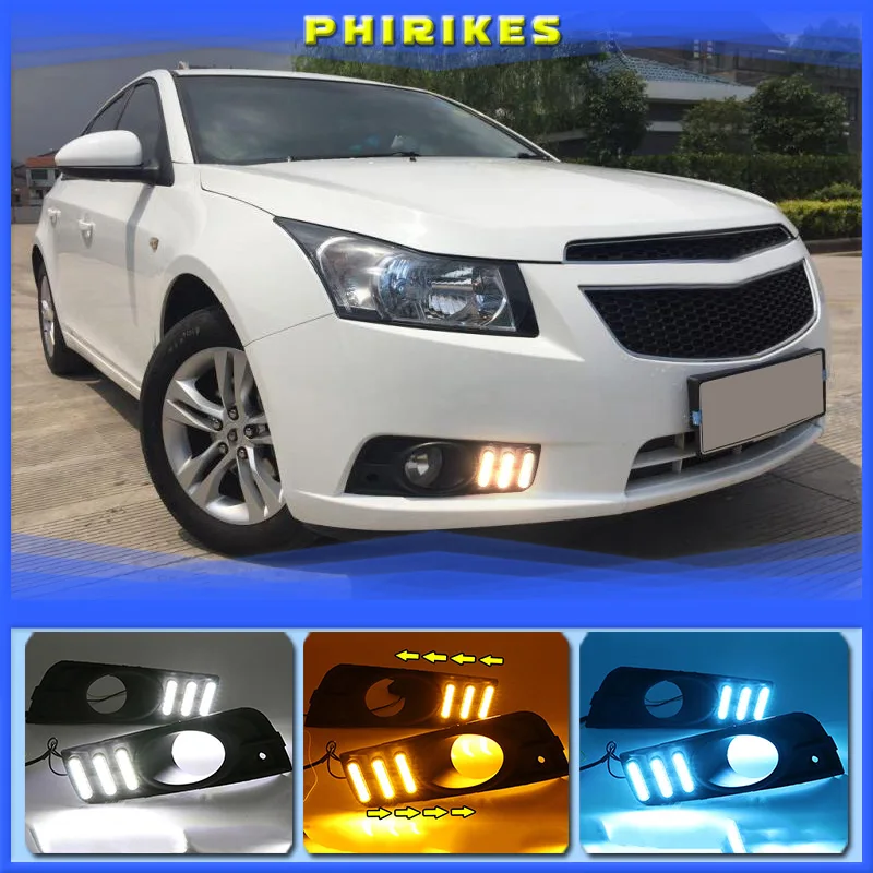 2pcs pre Chevrolet Cruze 2009 2009 2010 2012 2013 2014 DRL DENNE RUDNÁ Svetlá hmlová lampa so žltým zákrutom signálu