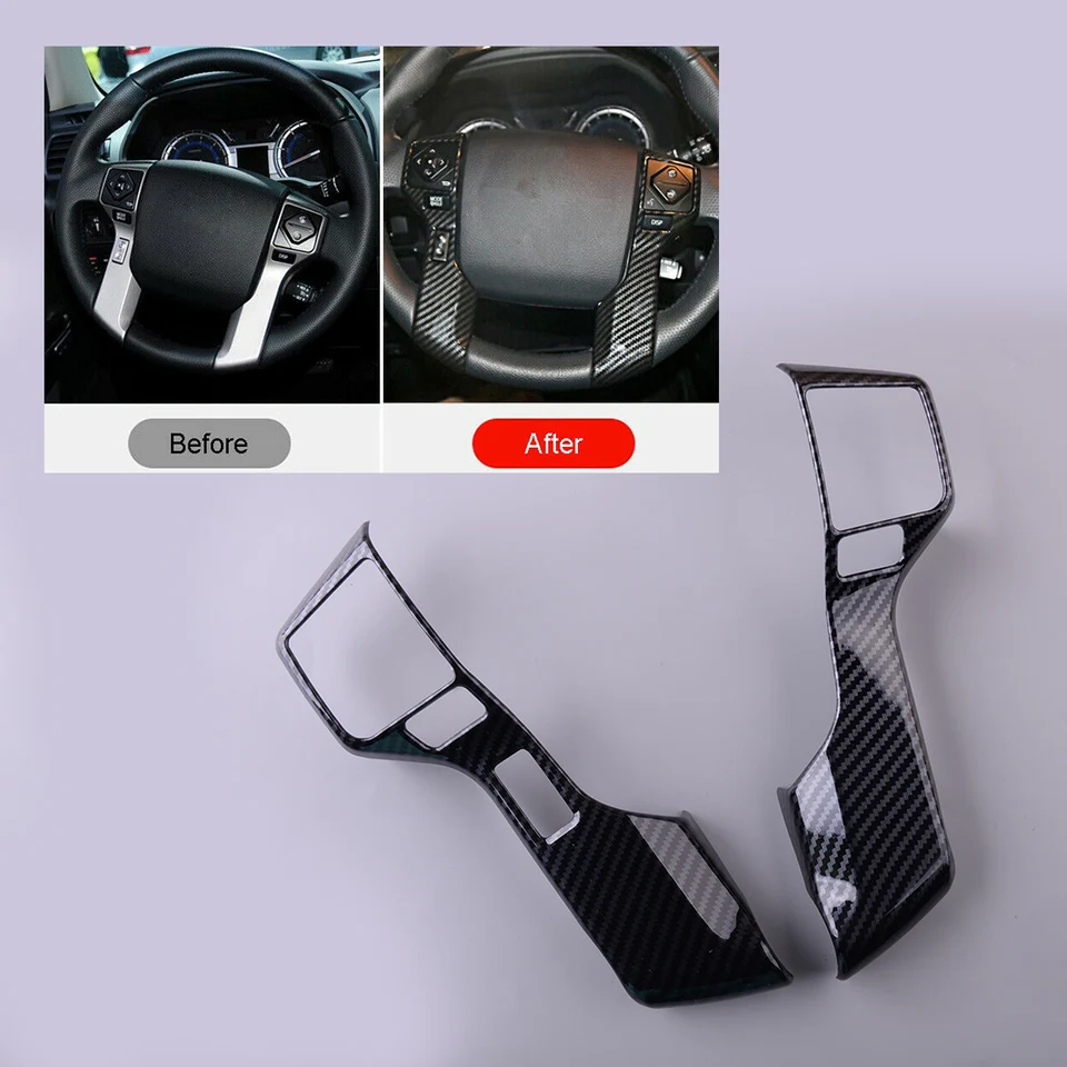 2PCS predný kryt volantu obloženie lišta Formovanie rámu ABS Čierne štýl uhlíkových vlákien Fit for Toyota Tacoma 2016 2017 2018 2019 2020