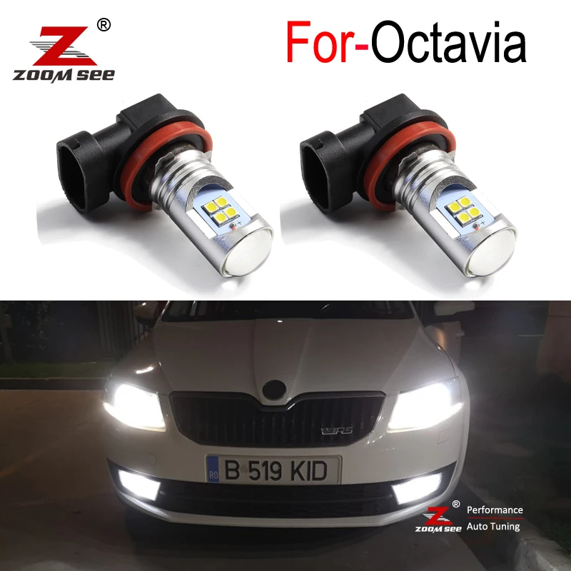 2pcs Premium Canbus White Auta LED LAMP H11 H8 H8 FOG HAMBLE Žiarovka pre SkoDA OCTAVIA 2 3 MK2 MK3 1Z 5E A5 A7 FL 2005+
