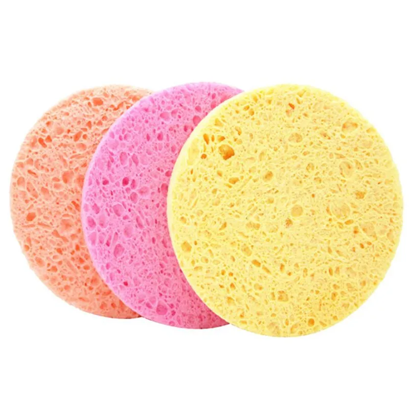 2pcs prírodná drevená buničina huba celulóza kompresia Kozmetický obláčik na umývanie tváre na umývanie tváre Care Care Cleansing Termover Tool