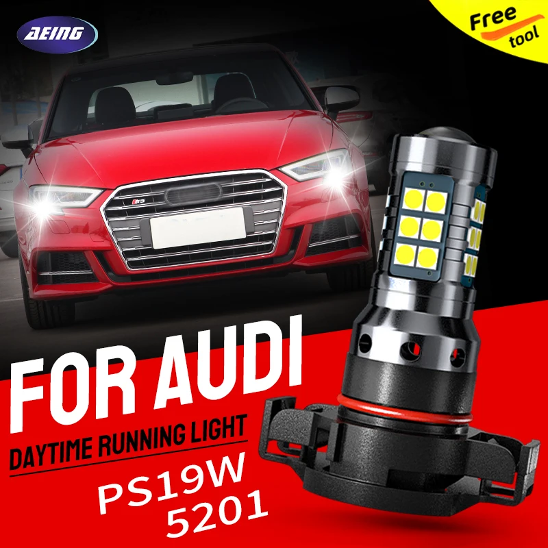 2PCS PS19W LED denné bežecké svetlo Blubs 5201 CAR DRL CANBUS bezplatne pre Audi A3 S3 RS3 8P Sportback Convertible 2009-2013