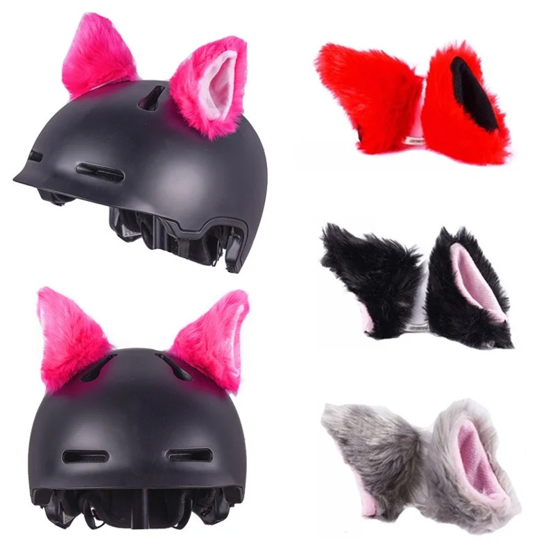 2pcs/pár roztomilé motocyklové prilby plyšové mačky dekorácie dekorácie prilba Styling Sticker Cosplay dekorácie Doplnky prilby