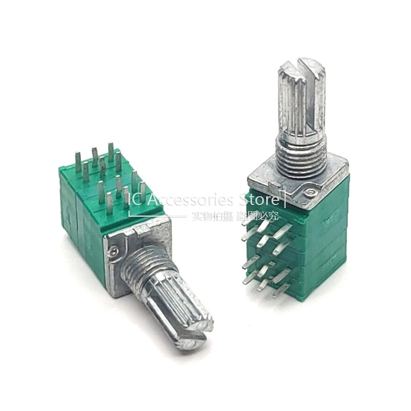 2PCS RK097 RK097NS Potentiometer 4 Link 12-PIN 10K 20K 50K 100K 100K Audio výkonný zosilňovač Utesnený potenciometer dĺžky hriadeľa 15 mm