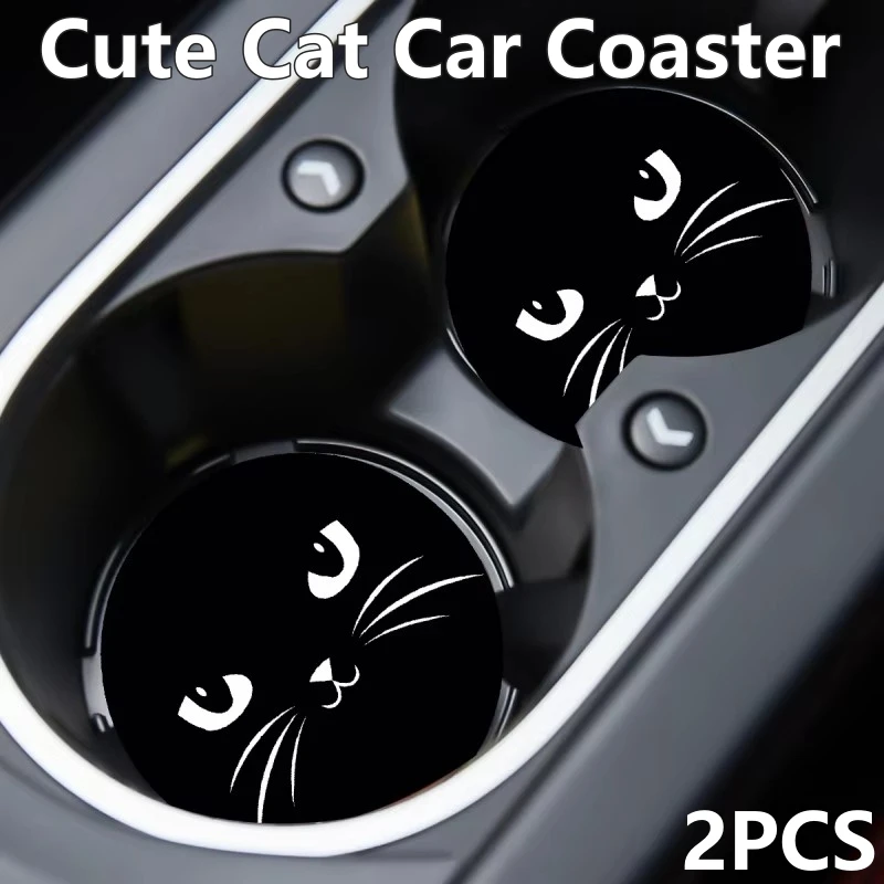 2pcs roztomilé držiaky podložky na vodu s automobilom Cat Coon Držiteľné podložky Non-Slip Gumer Mat pre držiak držiaka držiaka fľaše Automatické interiérové ​​držiaky proti náskokom