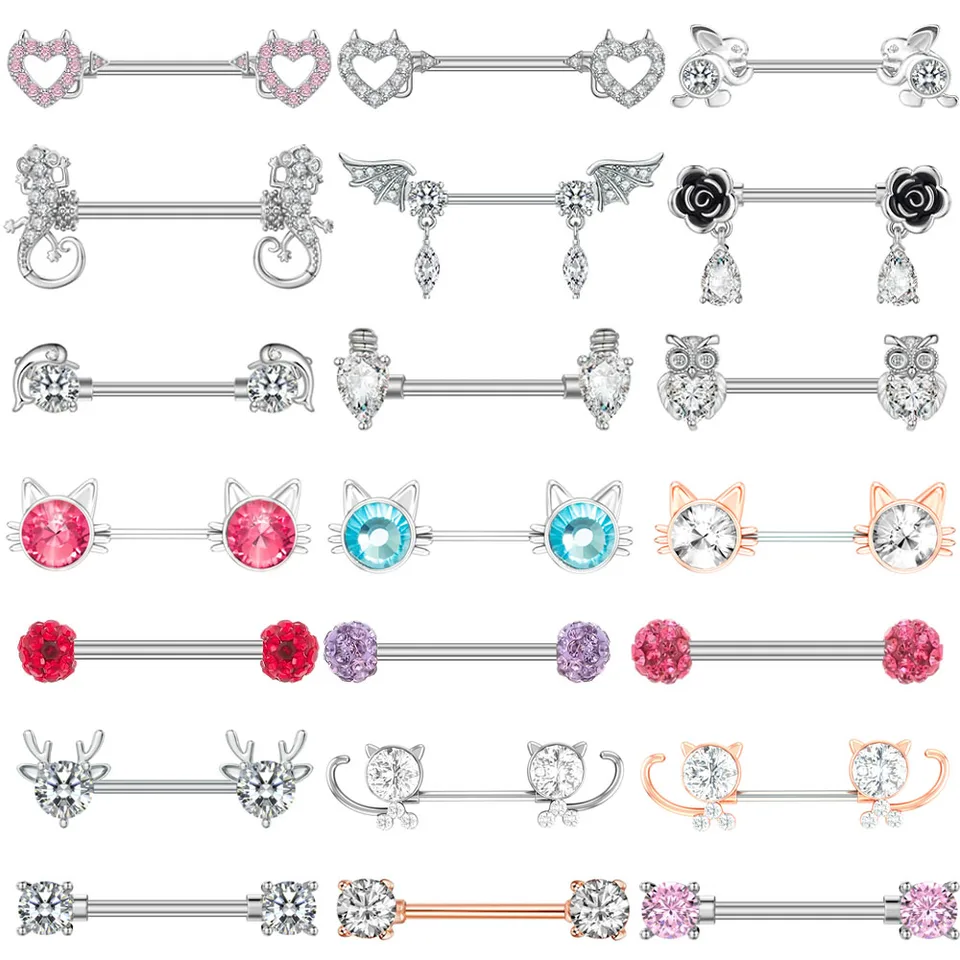 2pcs roztomilý mačka zirkón CZS bradavky Piercing Barbell pre ženy
