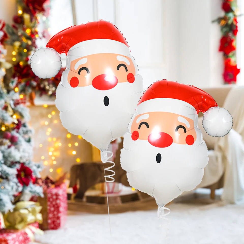2PCS Santa Claus Head Fil Balloons, vianočné balóny, vhodné na vianočné tematické večierky, dekorácie narodenín