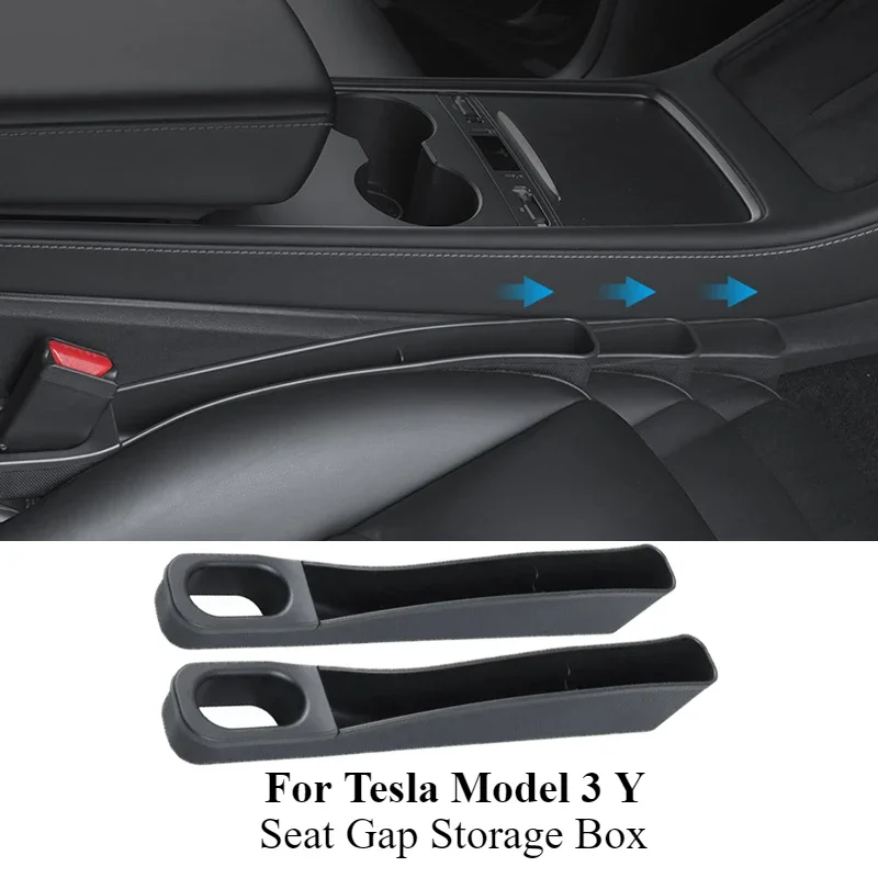 2PCS SEAT GAP Storage Box pre Tesla Model 3 Y Strip Crevice Organizátor Filler Fitcher Multifunkcia peňaženky Klávesy Držica karty Telefón