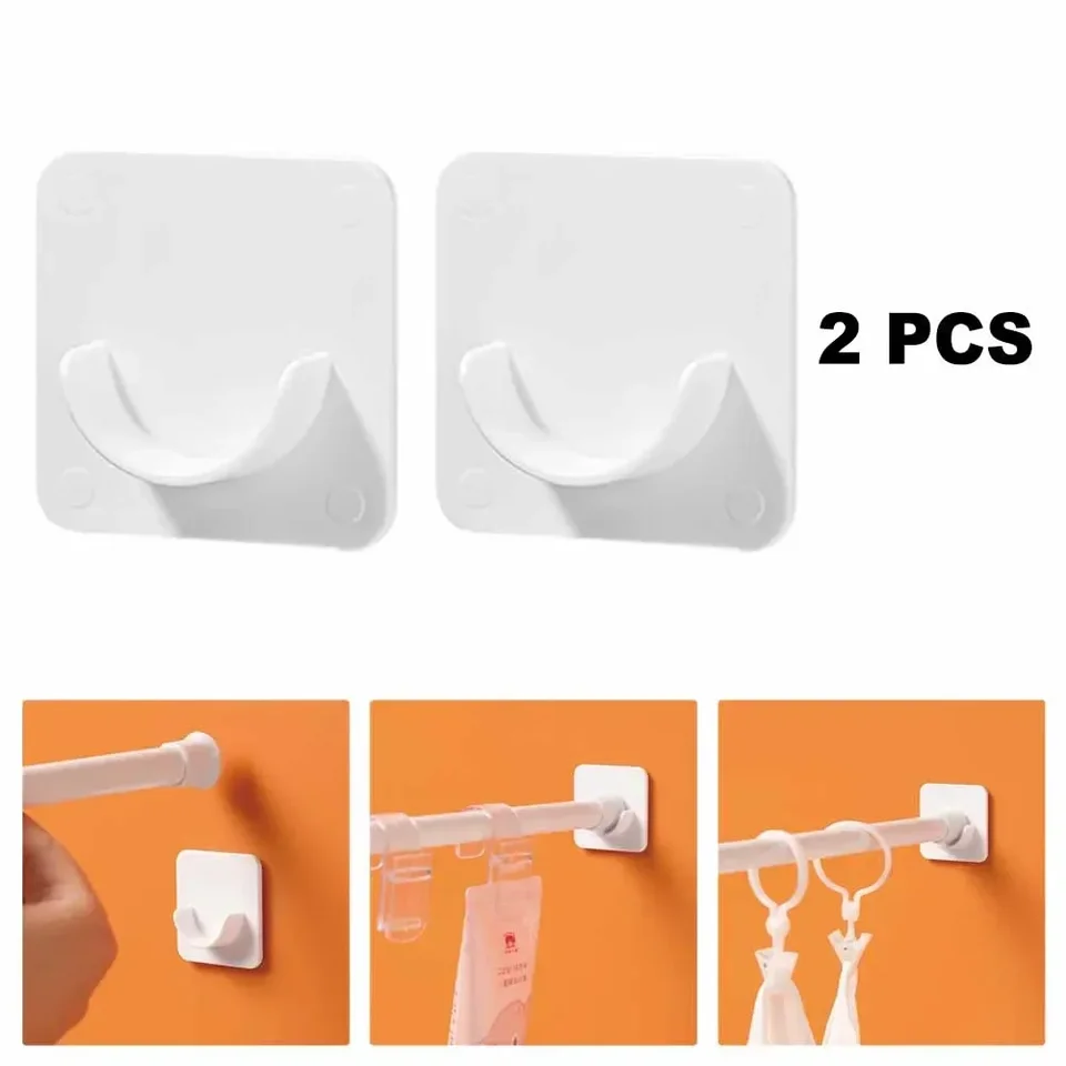 2pcs Self Adhesive Curtain Rod Držiak Punch-Curtain Rod Clip Clip Nail-Eustrable Sprchy Curtain Rod Tod Ranging Držiak