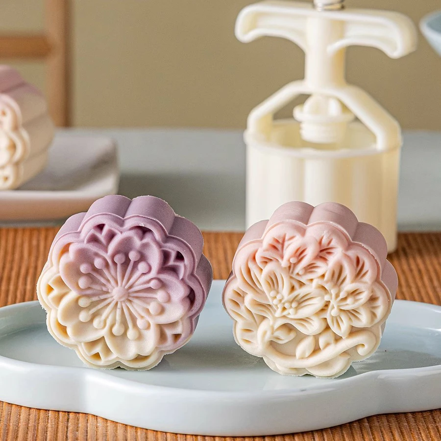 2pcs/set 75g Azalea Blossom Mooncake Fold Cookie Cutter Cherry Stamp Mid-Autumn Festival pečivo na pečenie