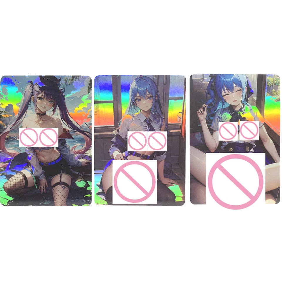 2pcs/set Anime Hollolive Hoshimati Suisei Sexy nahé karty refrakčná farba blesková nahá kolekcia s veľkou hrudnou kozmetickou kolekciou 63*88 mm