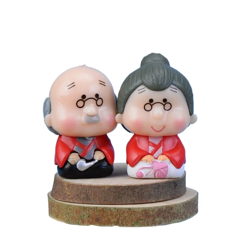 2pcs set bryophyte ozdoby vnuci prarodičia a detská kombinácia záhradnej dekorácie miniatúry figuríny
