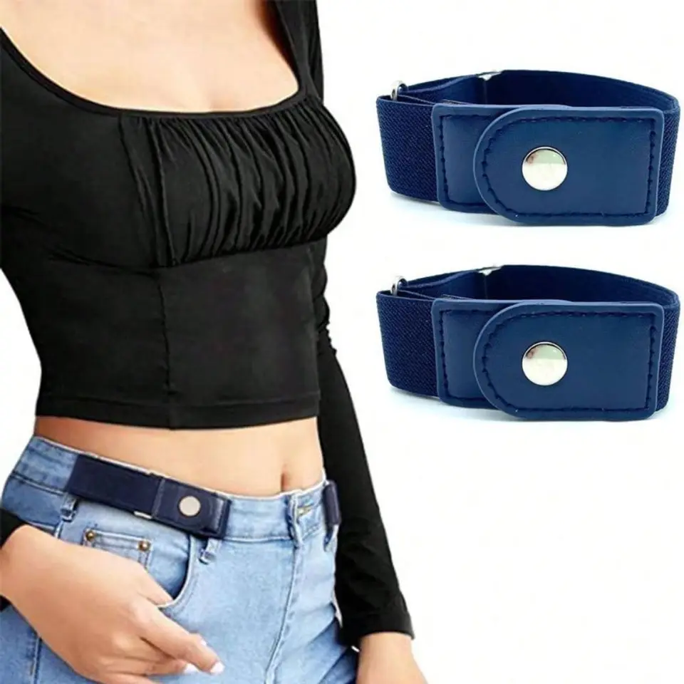 2pcs/set casual no spona elastický pás nastaviteľný neviditeľný pásový pás Canvas Pants pracky unisex