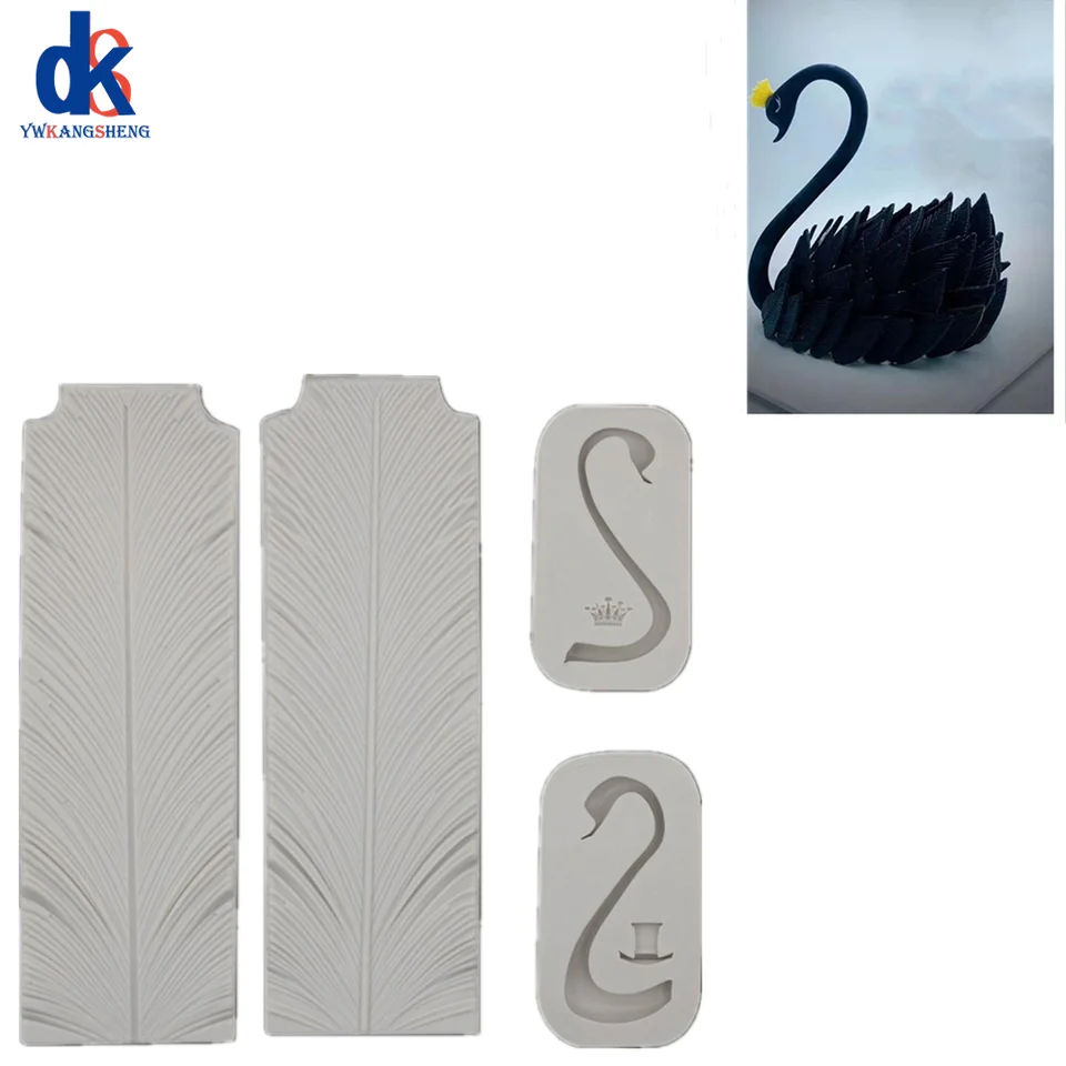 2pcs/set DIY krk na krk perie silikónové formy pečenie listy koláčové dekorácie Nástroje fondant pudingová forma čokoládová forma