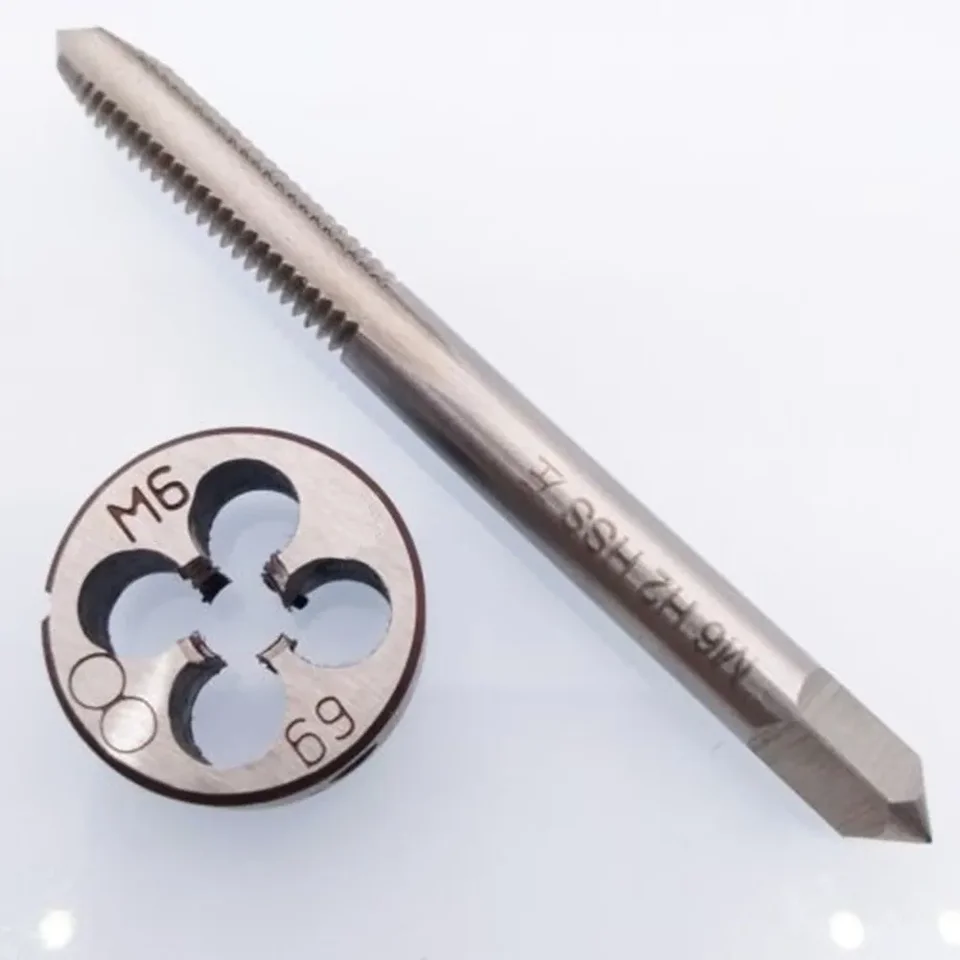 2pcs/set HSS M6 x 1 mm TAP & M6 x 1,0 mm Metrická vlákna ľavá ruka Nástroj pre nelegálne a nízko legované zliatiny oceľových zinkov
